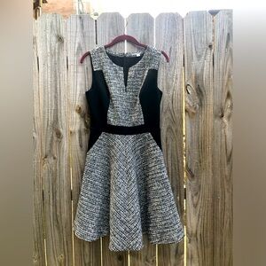 Black and Tweed Above the Knee Dress